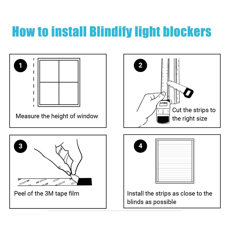 Blindify Light Blocking Strips, Black Lining Light Blockers for Window