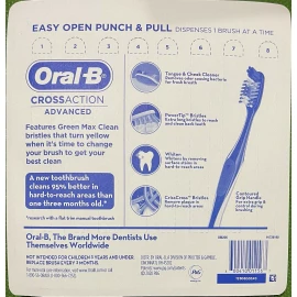 Oral-B CrossAction Advanced Toothbrushes. 8 count