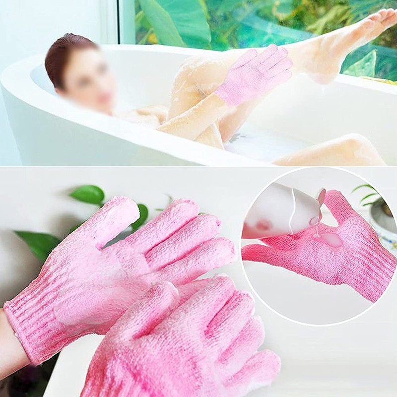 Miss-shop Dusche Handschuh,Badehandschuhe 5 Paar Doppelseitige Nylon Peeling Handschuhe Body