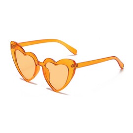 qinqilanqi-S Heart-shaped Sunglasses for Women Vintage Cat Eye Retro Cute Style Hippie Party Sunglasses UV Relatively Large, Orange/Orange