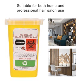 Sharps Disposal Container, Disposal Blade Container Barbershop Hair Salon Shaving Knife Blade Disposal Collect Box(Yellow)