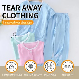 WEEOATAR WEEOATAR Hospital Gown Disability Aids for Kid Post Surgery Clothing, Full Open, Easy to Wear with Magic Stickers, Incontinence Clothing for Boys and Girls (Green, 120cm/47.2in)