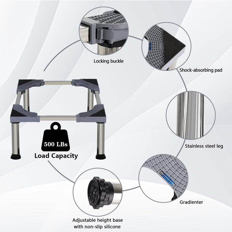 HEYLEAYAR Mini Fridge Stand, Universal Adjustable Washing Machine Stand with