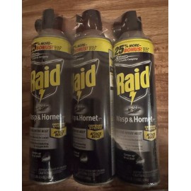 Raid Wasp & Hornet Spray For Outdoor Use 22 ft 17.5oz 3 Pack 100% Recyclable Pkg