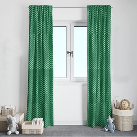 Bacati - Pin Dots Single Window Curtain Panel Light-Filtering 100% Cotton Percale Machine Washable (Green)