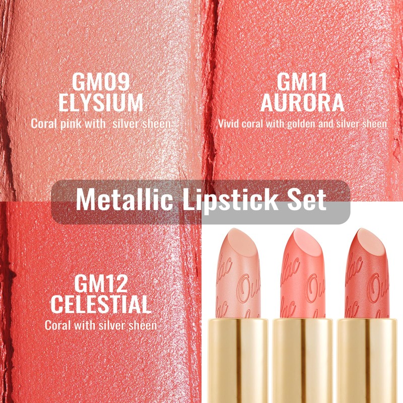 Oulac Metallic Shine Lipstick Long Lasting Lip Color Set 1