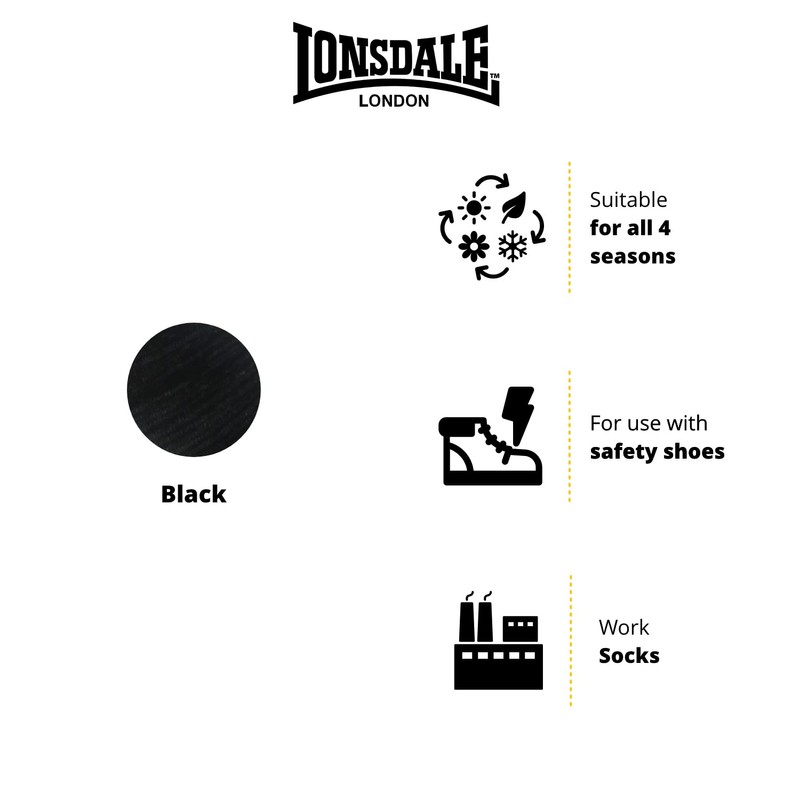 Lonsdale 6|12 Pairs of Work Socks - Heel Toe Reinforcement