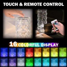 Rose Lampara Diamond 3d Buro Mesa Táctil Led Multicolor Rgb