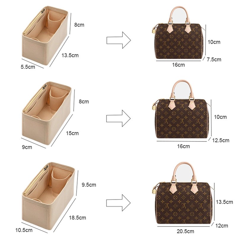 Purse Organizer Insert Fit LV Speedy 20 Tote Felt Organizer