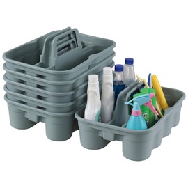Hespama 6-Pack Cleaning Storage Caddy with Handle, Plastic Easy Carry Cleaning Caddy