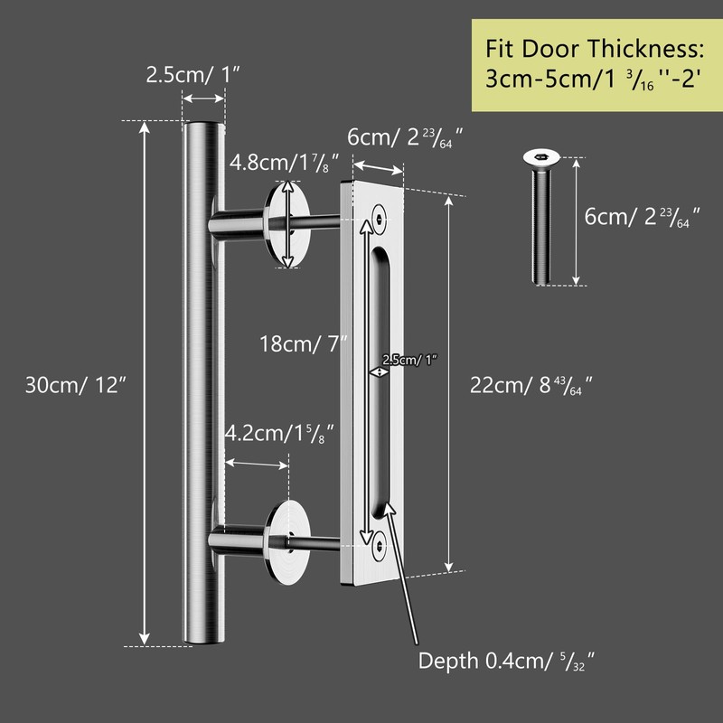 WOLFBIRD 30 cm Barn Door Handle, Sliding Door Pull Handle,