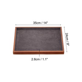 PATIKIL Solid Wood Jewelry Display Tray 13.8"x9.4"x1.1" Wooden Rectangle Vanity Tray Organizer with Mat Countertop Jewelry Display Holder Showcase for Room Decorative Gift, Grey