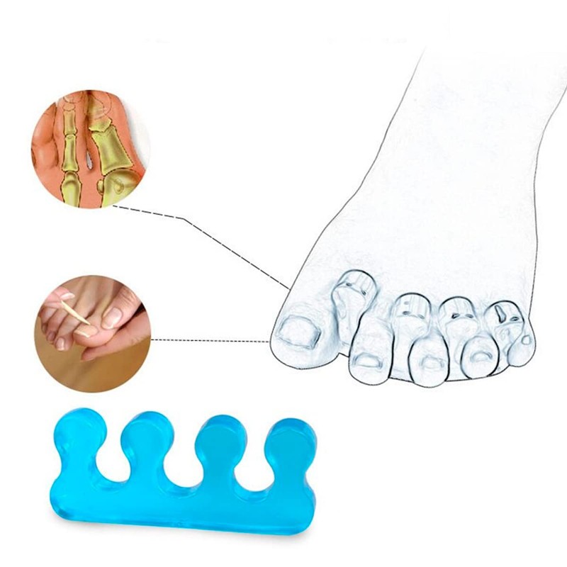 Set 3 Pares Separadores De Dedos Pies Silicona Flexible Celeste