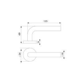 Emuca - Internal Door Handles, Set of Internal Door Handles with D.53mm (2 inch) Rose, L Model, Stainless Steel, Satin Nickel.