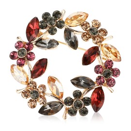 Molain Colourful Garland Brooch, Women's Crystal Brooch, Rhinestone Bouquet Brooch Elegant Brooch Pin for Women Coat Dress Clothing Brooch Badge for Bride Mother Gifts, Crystal, alloy, Crystal