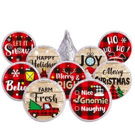 504 Pieces Christmas Party Favors Stickers Merry Christmas Candy Chocolate Drop Labels Kisses Stickers Mini Round Holiday Card Cupcake Decorations for Santa Xmas Winter Sprinkle Party or Event