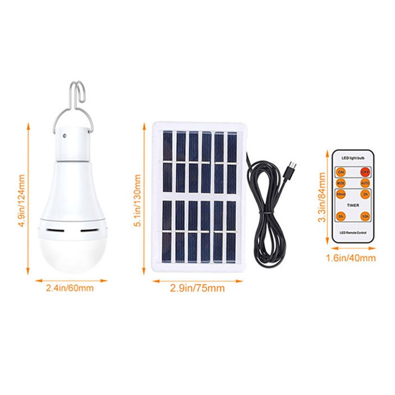 Solar Powered LED Bulb Indoor Outdoor Emergency Light Bulb Portable