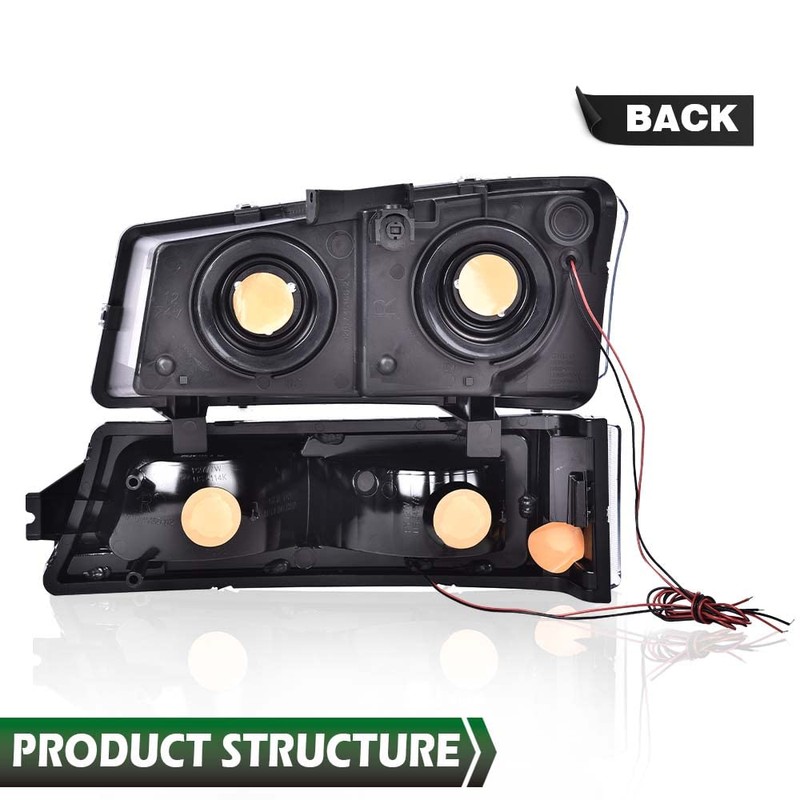 LQI LED DRL Headlights Assembly Compatible with Silverado/Avalanche 2003-2007 (Fit