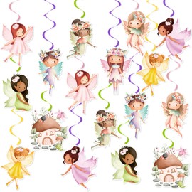 Fairy Hanging Swirls, Fairy Hanging Decorations for Girls, 18Pcs Ceiling Decorations, Fairy Baby Shower Hanging Swirls, Fairy 1st Birthday Party Decorations