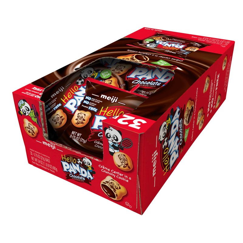 Meiji Hello Panda Cookies, Chocolate Crème Filled - 32 Count,