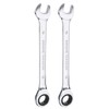 HARFINGTON 2pcs Ratcheting Wrench 15mm Metric 12PT Cr-V Polished Chromed