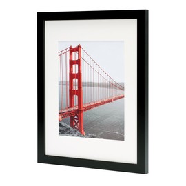 Frametory, 11x14 Picture Frame - Made to Display Pictures 8x10 with Mat or 11x14 Without Mat - Wide Molding - Pre-Installed Wall Mounting Hardware (Black, 1 Pack)