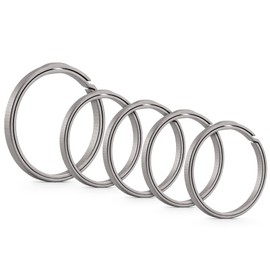 [KeyUnity] Titanium Alloy Key Ring for Men Key/Hanging Link, Titanium Alloy Key Ring, High Hardness Key Ring, Made of 100% Titanium, Set of 3, EDC, S/M/L, Silver, Lightweight Titanium, KA21 (L x 1 + S