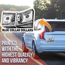 Blue Collar Dollars Money Stack Magnet - Cool Blue Collar Humor Tradesmen Union Gift Magnet - Car Truck Bumper Metal Surface Magnet - 5 Inches On Longest Side - Made in USA - AAMT0038