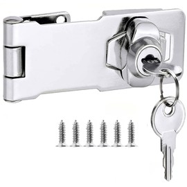 ZiYuya Hasp Lock with Different Keys, Padlock Gate Latch Door Bolt Lock Drawer Cupboard Locks Twist Knob Keyed Locking Shed Lock for Cabinet Furniture Mailbox Closet (1, 3 Inch)