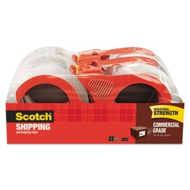 Scotch 37504RD Packaging Tape,w/Reusable Dispenser,1-7/8-Inch x54.6 Yds,4/PK,CL