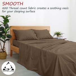 400 TC Premium Egyptian Cotton Twin XL 12 inch Deep Pocket 4 PC Sheet Set(Taupe Solid)