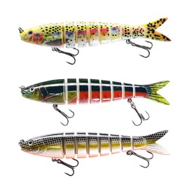 TABKSOLA Wobbler, Slow Sinking, Lifelike Sweet and Saltwater Fishing Lure, Suitable for Bass, Trout, Salmon, Zander, Multi-section Fishing Lure Set (Slim)