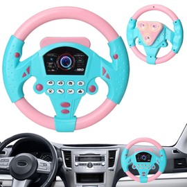 YANGUN Steering Wheel Children's Toy, Simulated Portable Speed Controller with 360° Rotation, Interactive Steering Wheel, Learning Toy with Lights and Sounds, Simulation in the Car, Gift for Toddlers