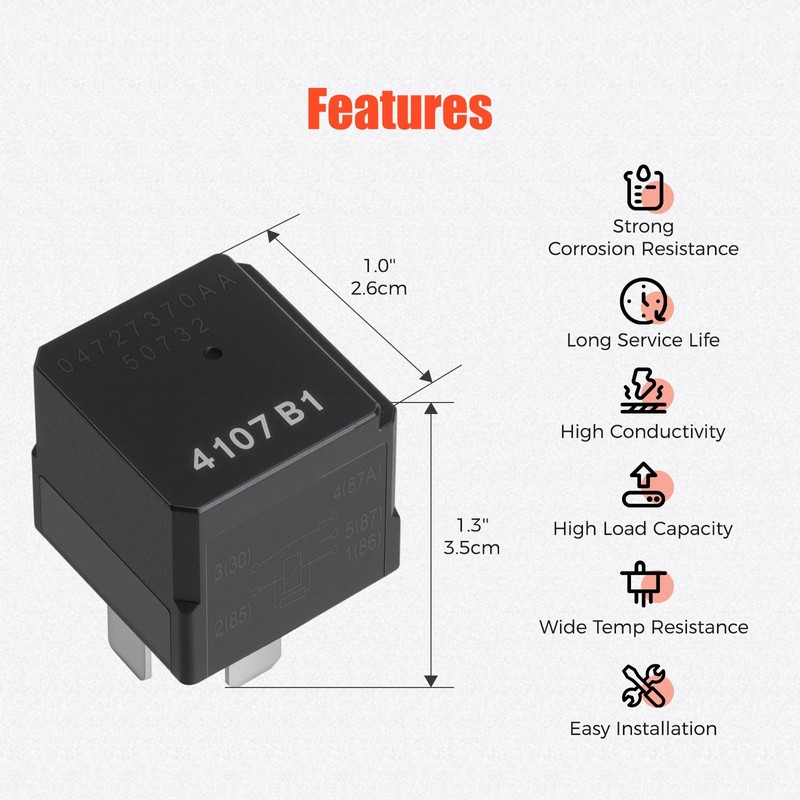 50732 04727370AA 4Pcs 12VDC Automotive Relay 5Pins