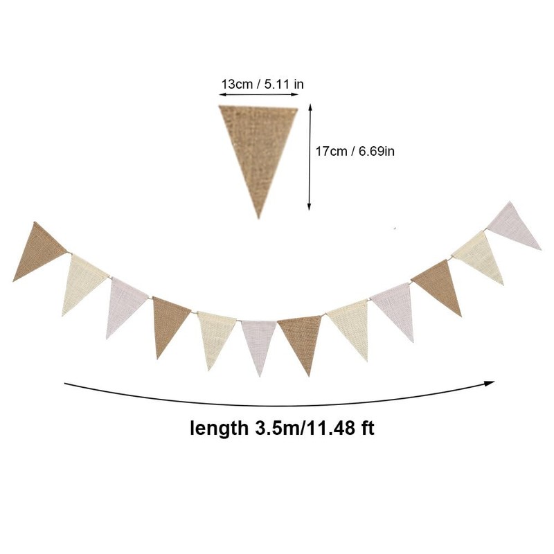 12Pcs Vintage Gradient Hessian Burlap Bunting Banner Wedding Party Photography