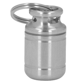 Keychain Capsule Holder, Stainless Steel Watertight Airtight Capsule Case, Portable Medication Container Vitamin Holder for Outdoor Camping Travel (Large)