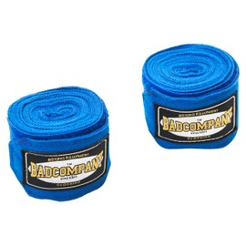 Bad Company Boxing Bandages, Elastic Wrist Wraps with Wide Velcro Fastening, Thumb Loop and Wrapping Instructions for Boxing Training, Blue, 5 m
