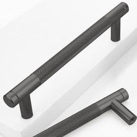 Ntresbonne 2 Pack 5 Inch 128 mm Black Barrel Cabinet Pulls Cupboard Aluminum Handles Drawer Pull Cabinet Handles Cabinet Handles