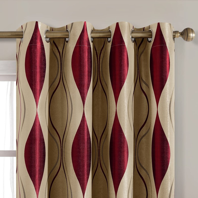 HOMEIDEAS Wave Room Darkening Curtains 52 X 84 Inch Length