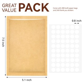 Ohuimrt 200 Pack Cookie Bags with Seal, 5.1 x 7.5 Inch Small Paper Bakery Bags with Window Heat-Sealable Individual Pastry Bag for Packaging Cookies, Donuts