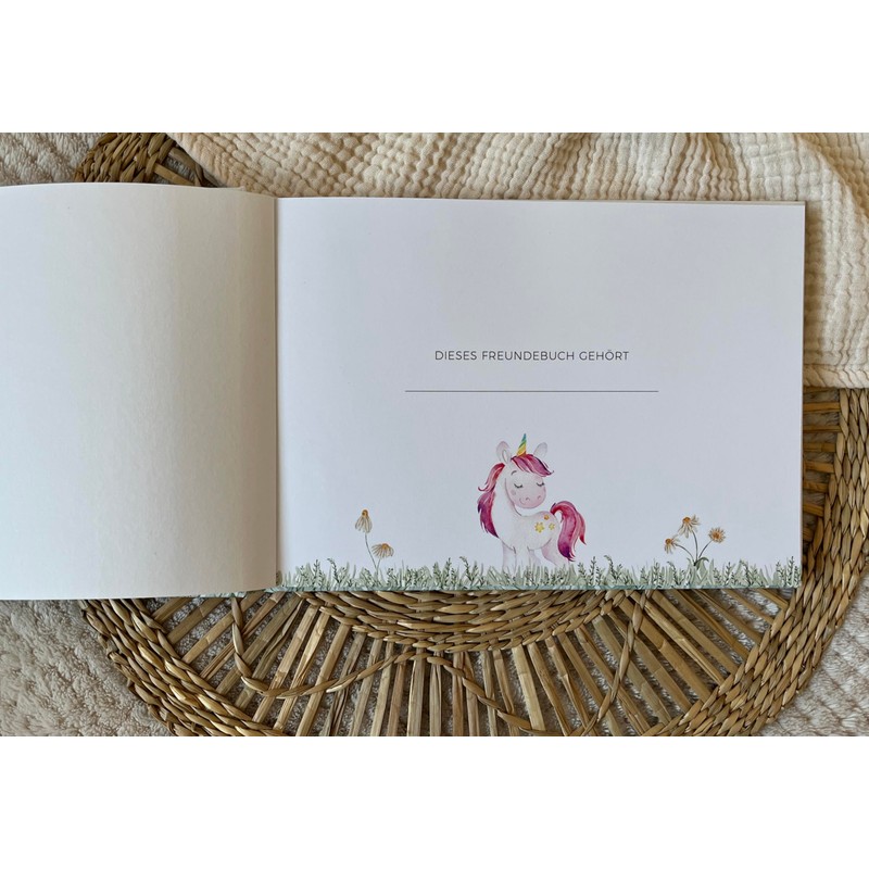 Freundebuch | Freundschaftsbuch Kindergarten, Schule | Erinnerungsbuch Kinder (Freundebuch Einhorn)