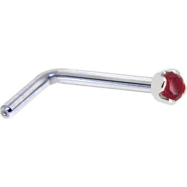 Body Candy Solid 14k White Gold 1.5mm Genuine Ruby L