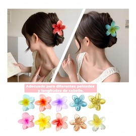 10pcs Pinzas para El Cabello con Flores,Pinzas para Hawaianas Grandes Bonitas y Coloridas de Sujeción Fuerte y Antideslizantes para Cabello Grueso Accesorios para Mujeres y Niñas Regalos Navideños