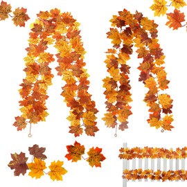 2er-Pack Fall,Autumn Decor,Herbstliche Tischdeko Herbst Girlande Ahornblatt,Herbst Lichterkette,Herbsternte Girlande,Herbstblätter Deko,Herbstdeko Aesthetic(Zwei Verschiedene Ahornblätter)