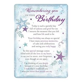 Birthday Graveside Memorial Card Plastic coated and Waterproof - Remembering You on your Birthday 0936