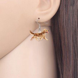 DUOWEI Cute Golden Retriever Dog Earrings Vintage Dangle Drops for Women Teens Girls Aesthetic Jewellery Gifts, M, Zinc, No Gemstone