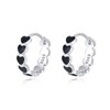 SLUYNZ 925 Sterling Silver Black Heart Hoop Earrings for Women