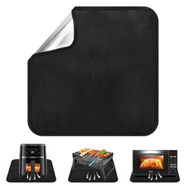 Fireproof Mat 30 x 30 cm, Heat Protection Mat, Black, Underlay Heat Resistant up to 1000°C, Grill Mat, Fire Protection Mat, Fireproof Mat, Heat Resistant BBQ Grill Mat for Fireplace, Lawn Camping