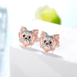 Yorkie Earrings 925 Sterling Silver Yorkie Gifts Cute Animal Puppy Dog Jewelry Yorkie Gifts for Women Gifts for Yorkie Lovers