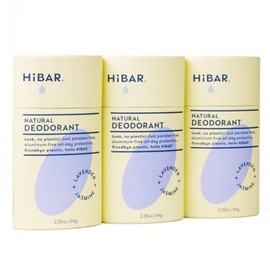 HiBAR 3-Pack Natural Deodorant Lavender & Jasmine Scent - Aluminum Free, Long-Lasting Odor Control, All-Day Coverage, Eco-Friendly, Arrowroot, Plastic-Free Deodorant, TSA Approved for Travel